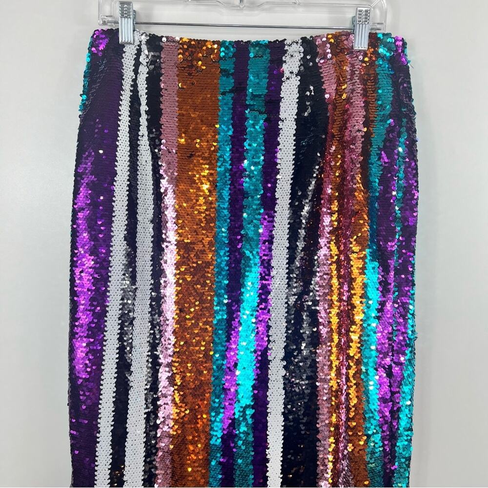 Gracia Vibrant Sequin Striped Pencil Skirt - Picture 6 of 12